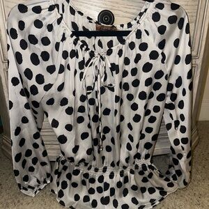Ellen Tracy Black and White Polka Dot Blouse